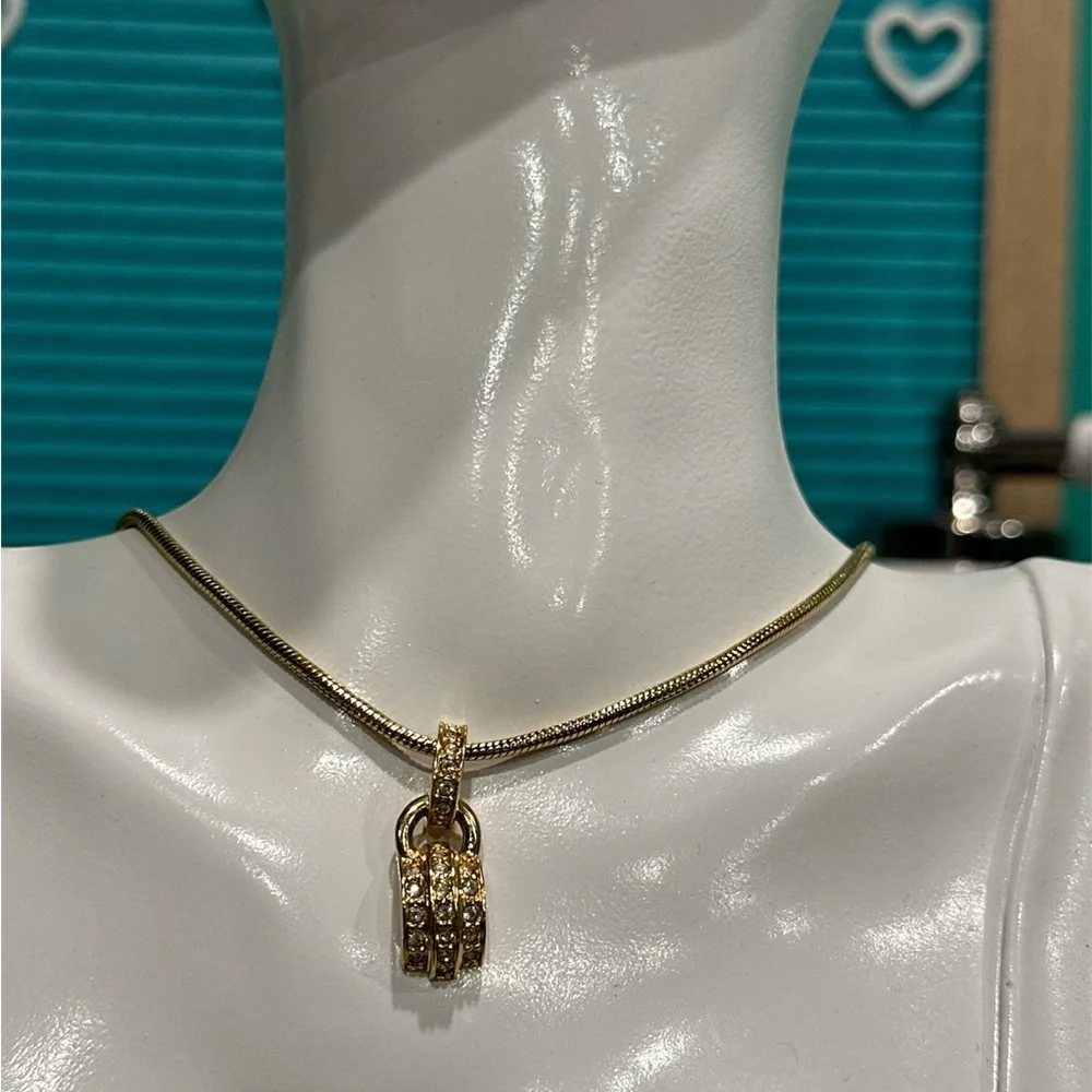 CHRISTIAN DIOR Vintage Crystal Gold plated necklace - Picture 5 of 10
